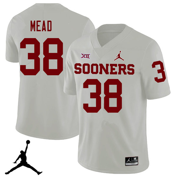 Jordan Brand Men #38 Bryan Mead Oklahoma Sooners 2018 College Football Jerseys Sale-White